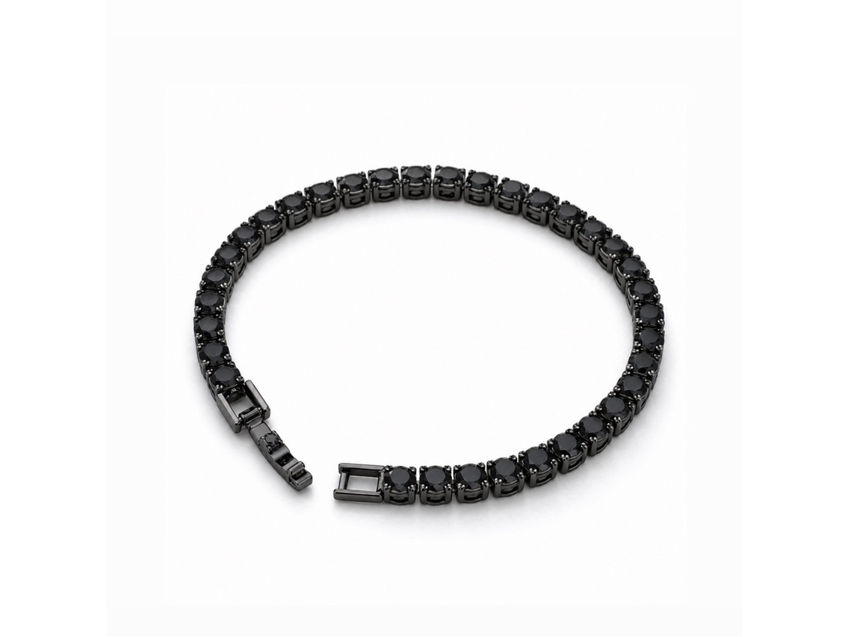 Pulseira Riviera Negra Luxo Ródio Negro.
