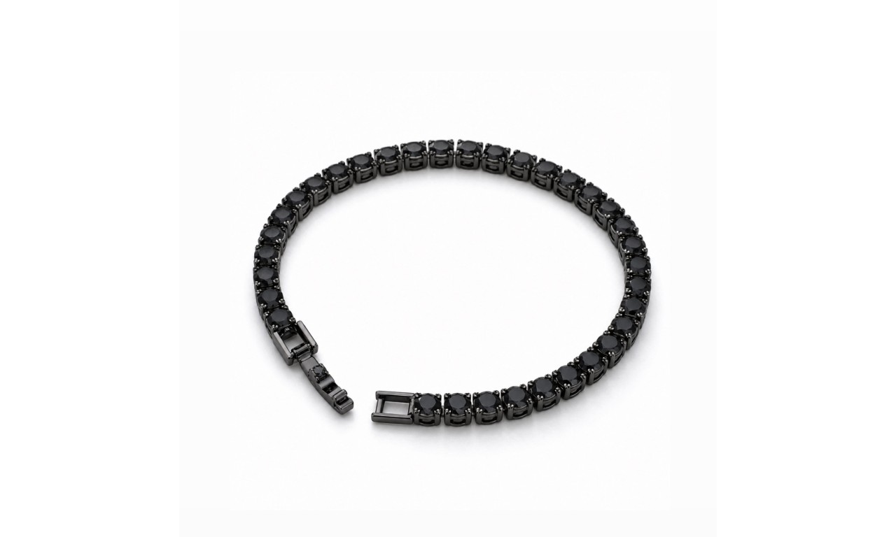 Pulseira Riviera Negra Luxo Ródio Negro.