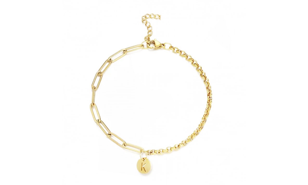 Pulseira Inicial Elos Banho de Ouro 18k.