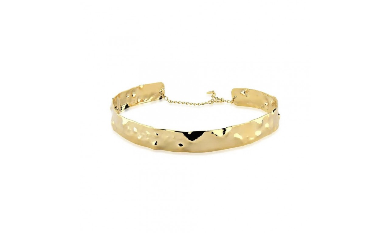 Colar Choker Textura Banho de Ouro 18K.