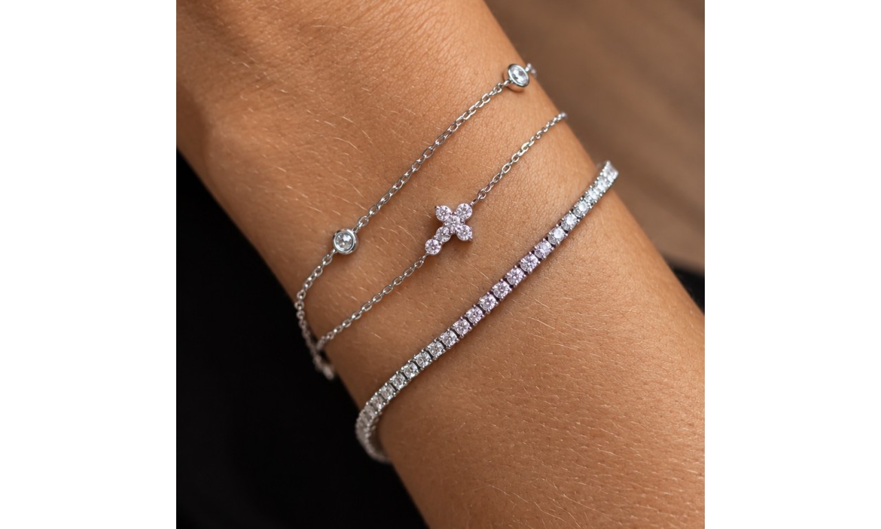 Pulseira Pontos de Luz Ródio Branco.