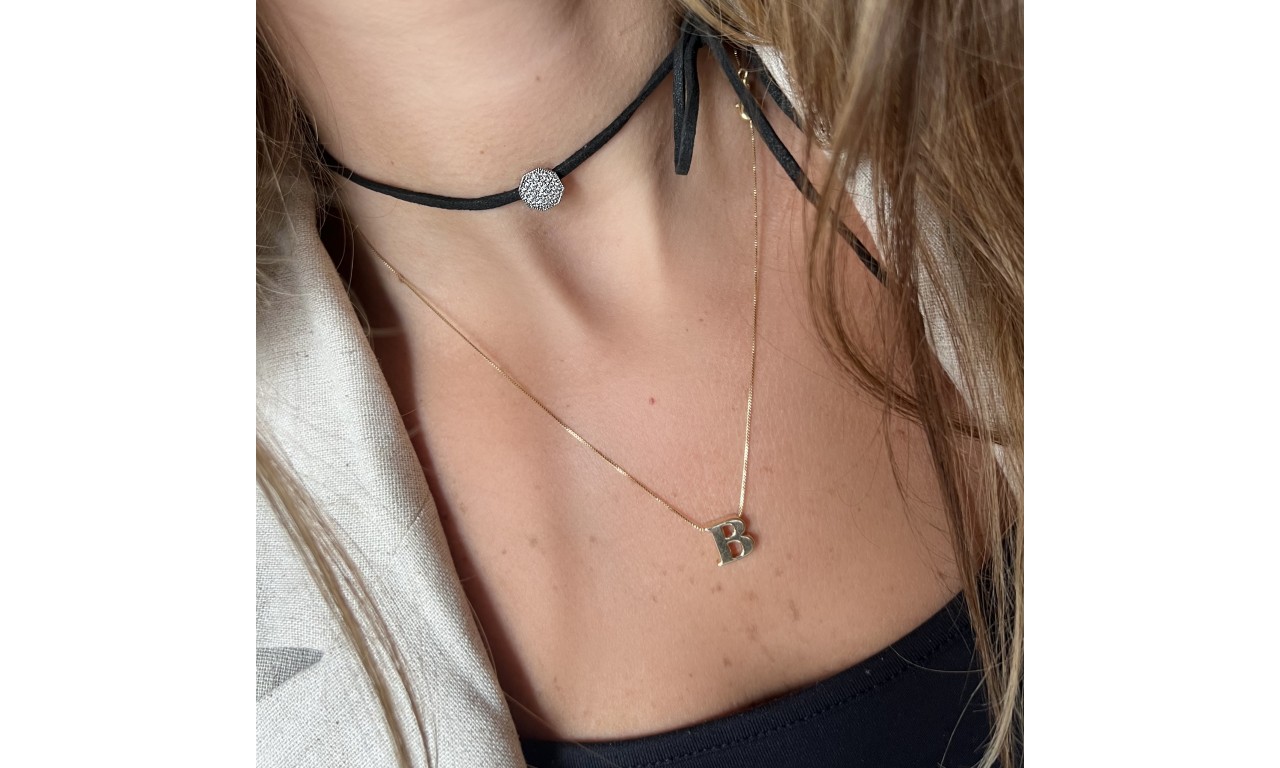 Colar Tecido Choker Prata 925.