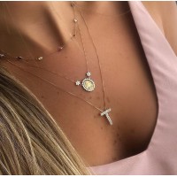 Colar Inicial Cravejado Banho de Ouro 18K