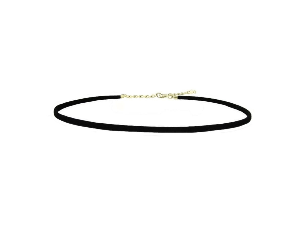 Choker Camurça Banho de Ouro 18k.