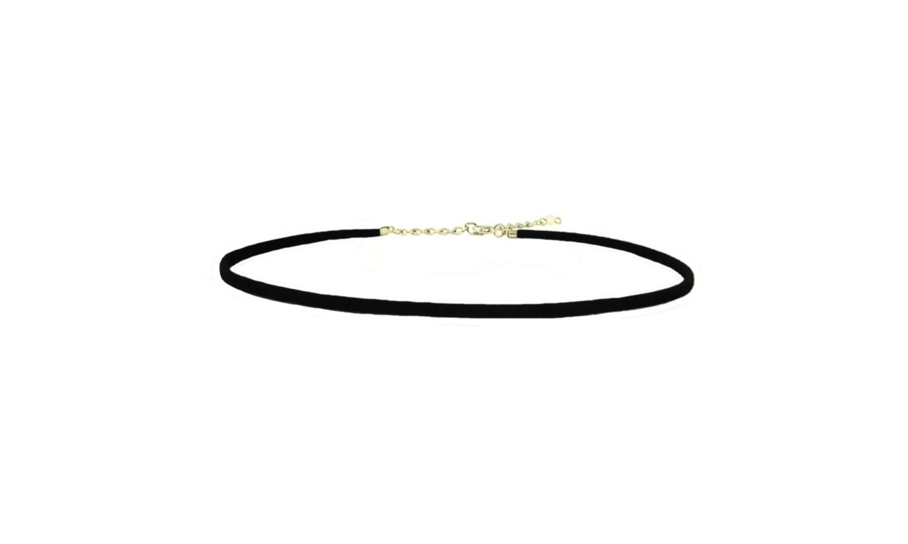 Choker Camurça Banho de Ouro 18k.