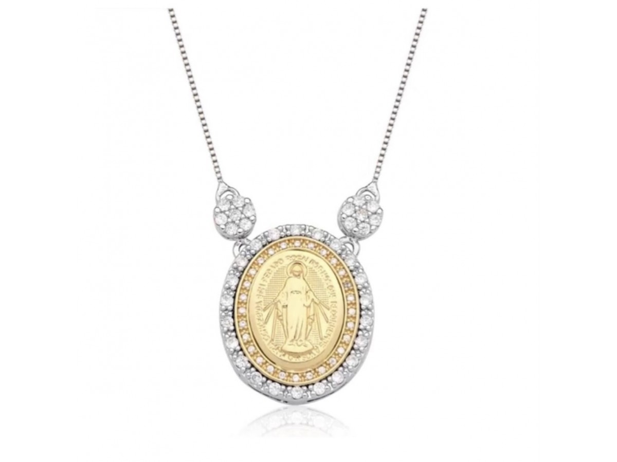 Colar Medalha Nossa Senhora das Graças Luxo.