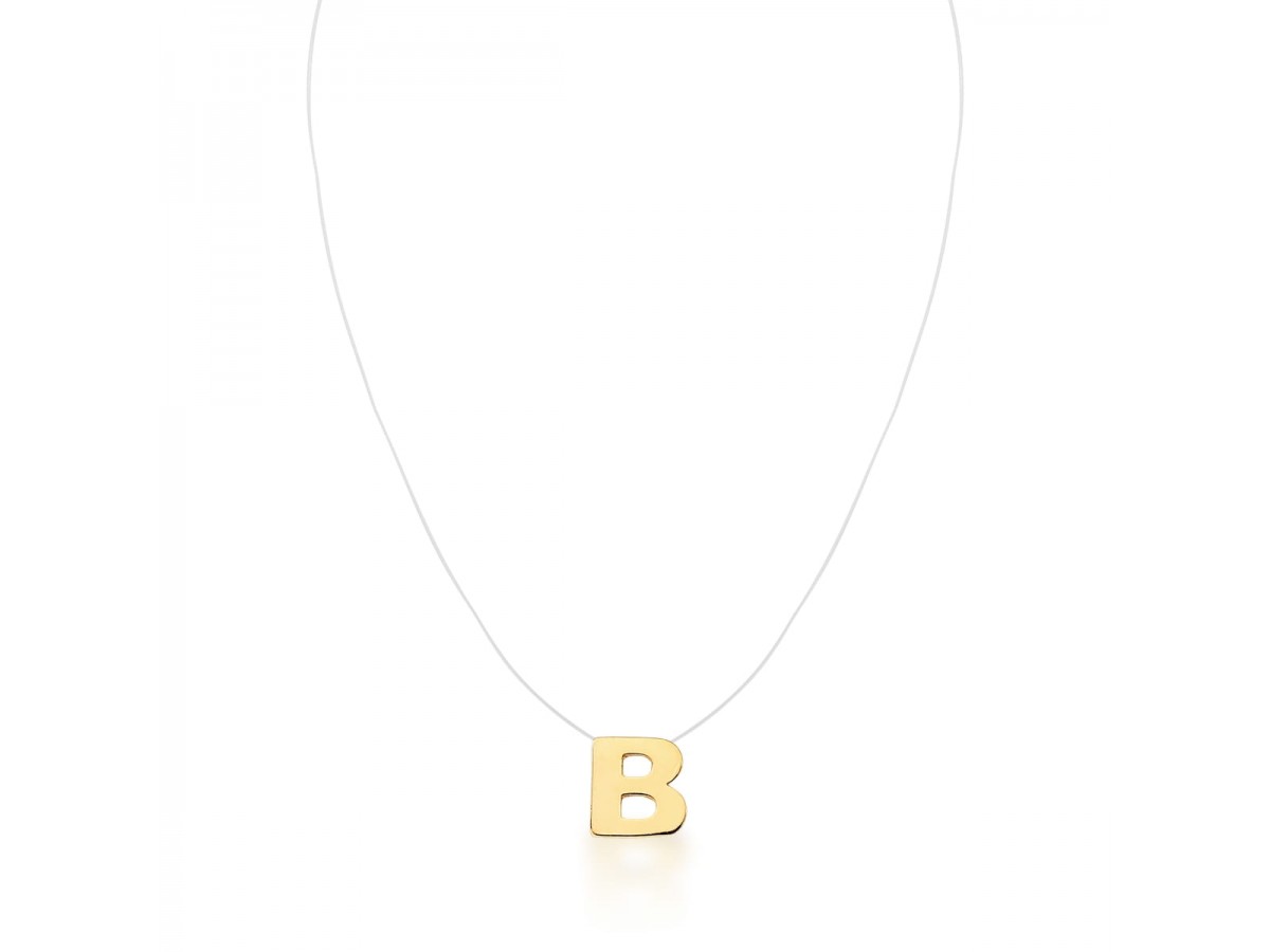 Colar Inicial Fio de Nylon Banho de Ouro 18k.