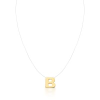 Colar Inicial Fio de Nylon Banho de Ouro 18k.