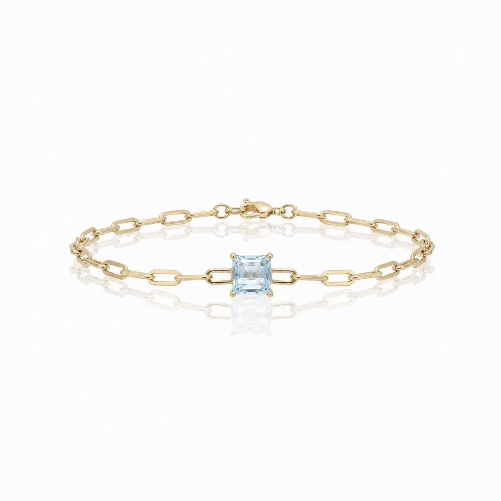 Pulseira Água Marinha Banho de Ouro18k. Pulseira Água Marinha Banho de Ouro18k.