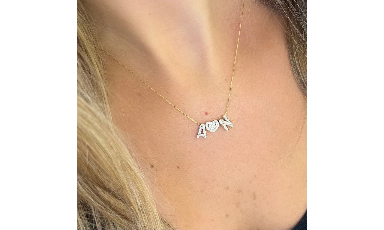 Colar Personalizado Cravejado Luxo Banho de Ouro 18k