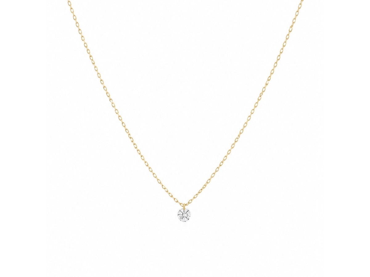 Colar/Choker Ponto de Luz Corrente Ultra Fina Banho de Ouro 18K.