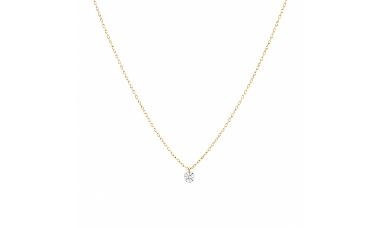 Colar/Choker Ponto de Luz Corrente Ultra Fina Banho de Ouro 18K.