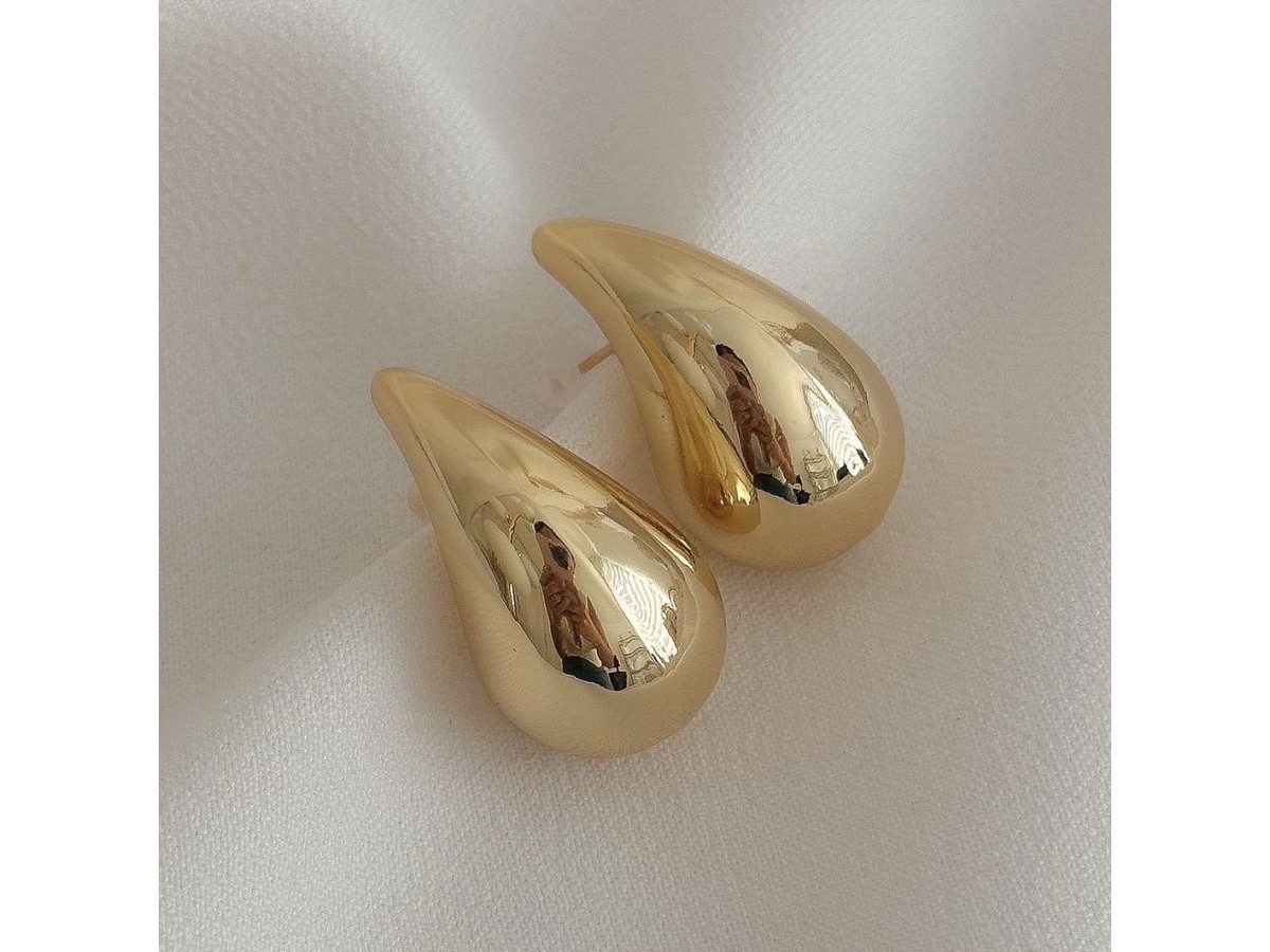 Brinco Gota Abaloada G Banho de Ouro18k.