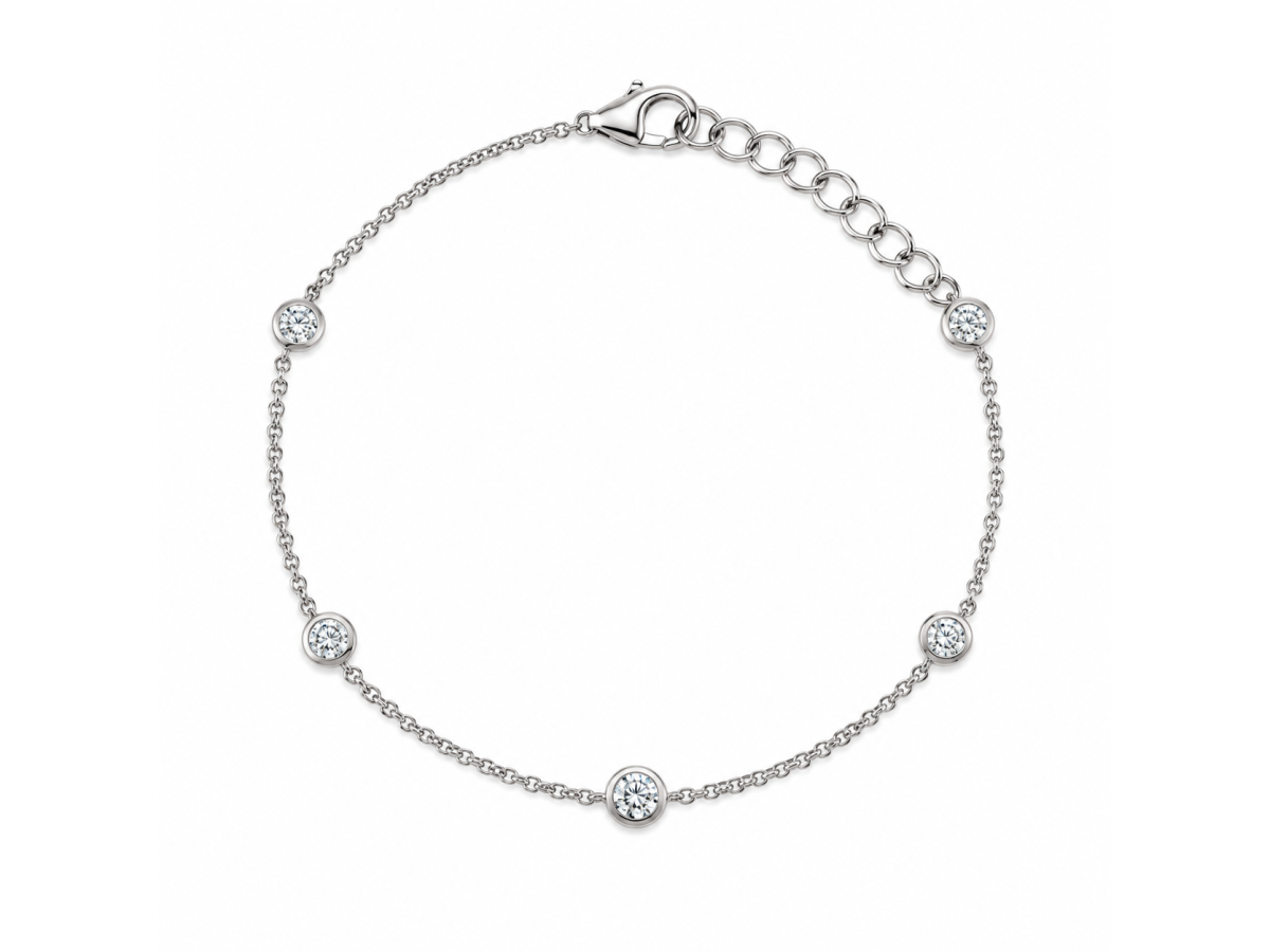 Pulseira Pontos de Luz Ródio Branco.