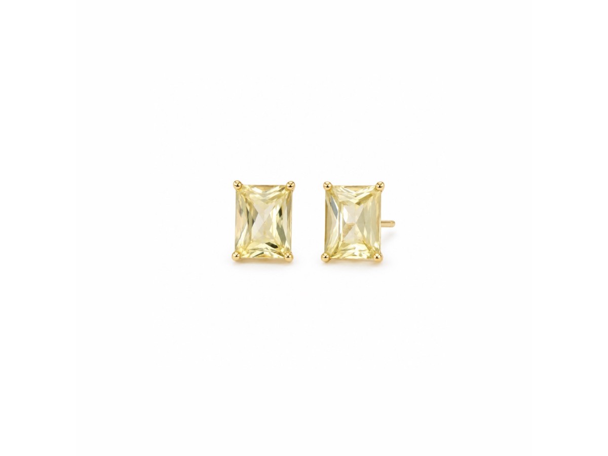 Brinco Citrino Banho de Ouro 18k.