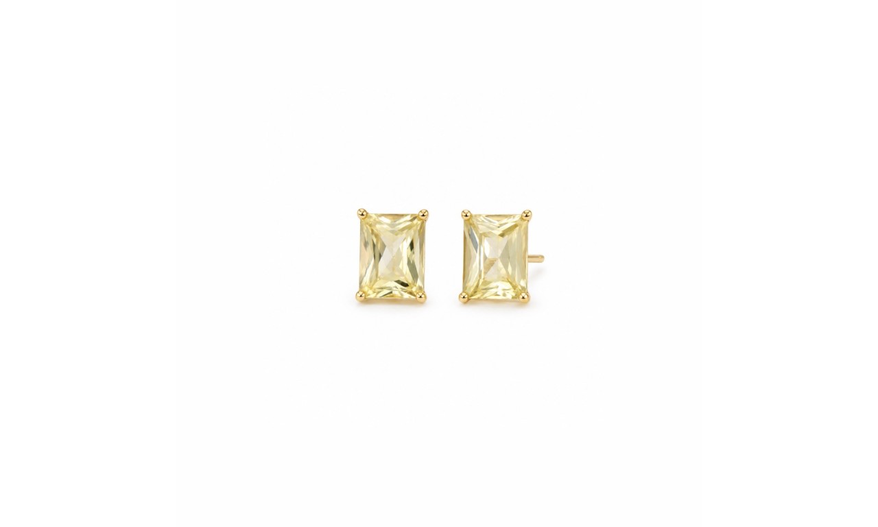 Brinco Citrino Banho de Ouro 18k.
