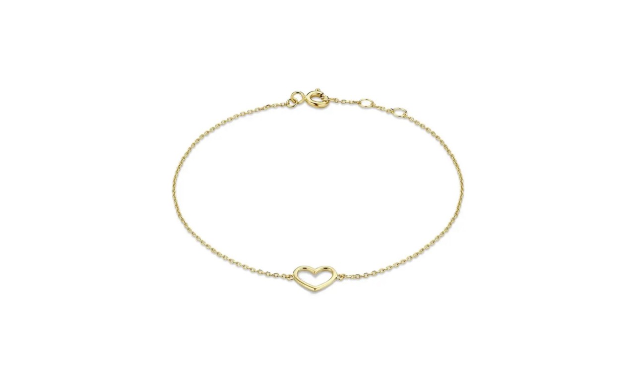 Pulseira Coração Slim Banho de Ouro 18k