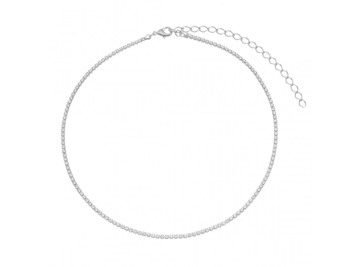 Colar Choker Riviera Ródio Branco.