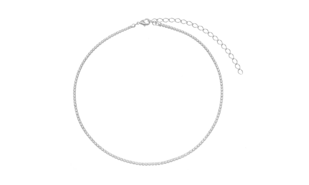 Colar Choker Riviera Ródio Branco.