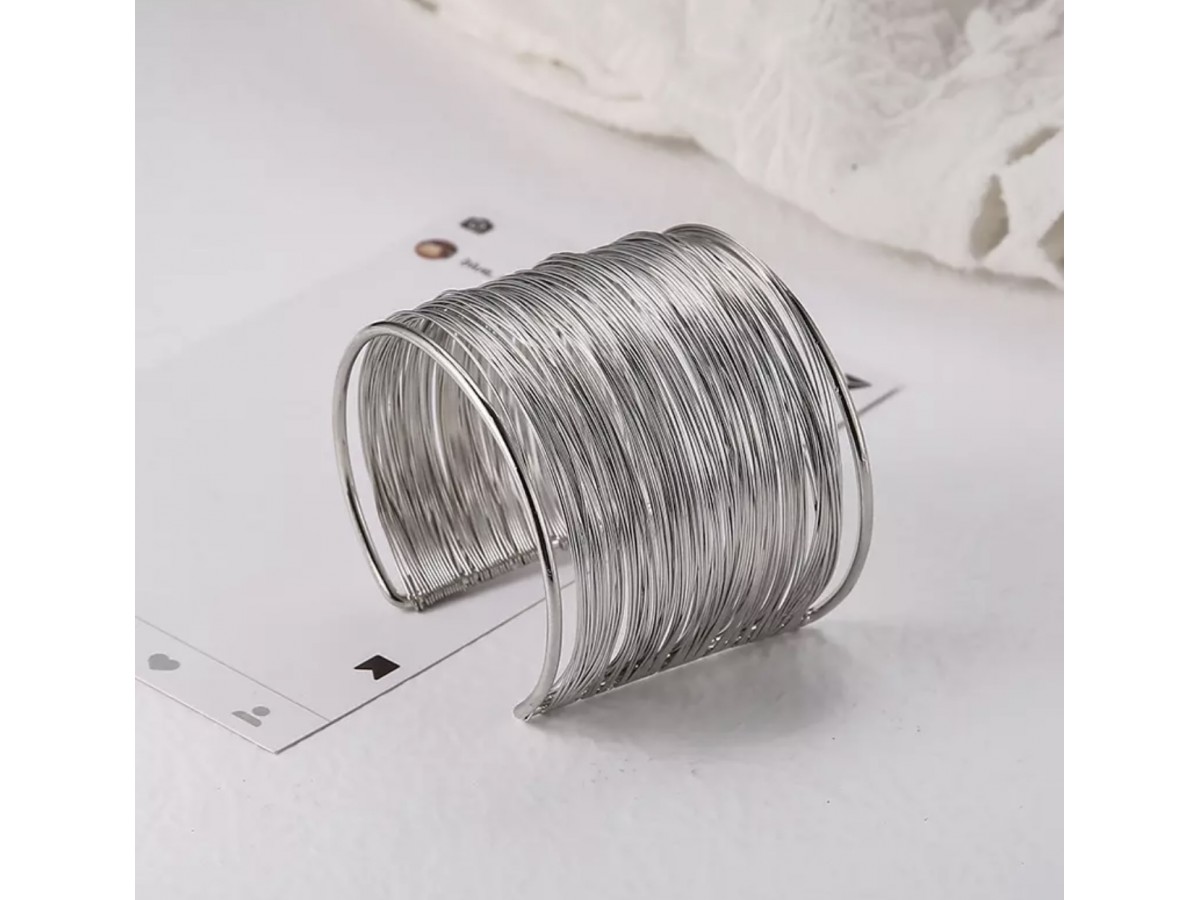 Pulseira Bracelete Fios Prateado.