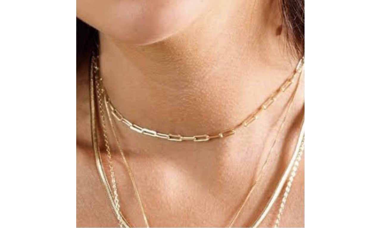 Colar Choker Corrente Banho de Ouro18k.