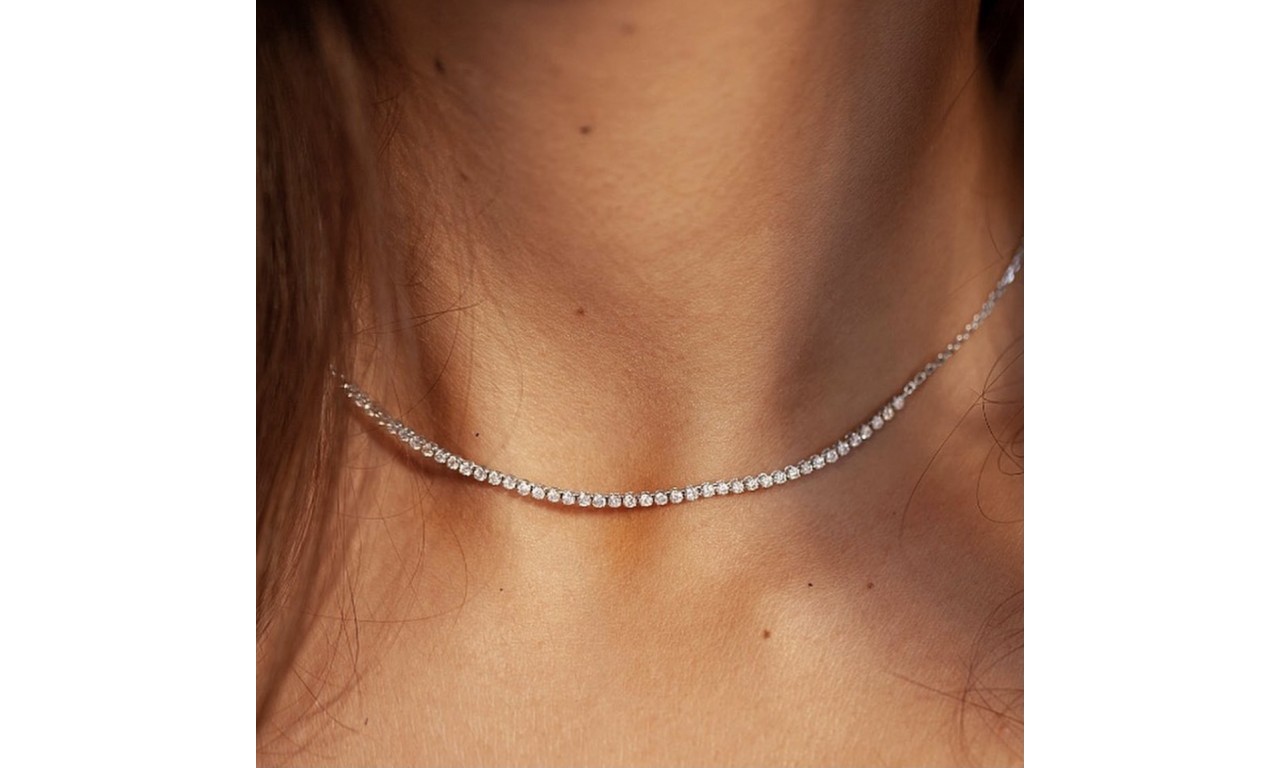 Colar Choker Riviera Ródio Branco.