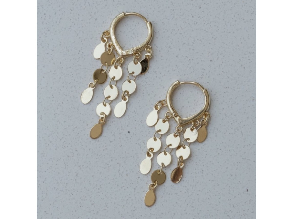 Brinco Argola Medalhas Banho de Ouro 18k.