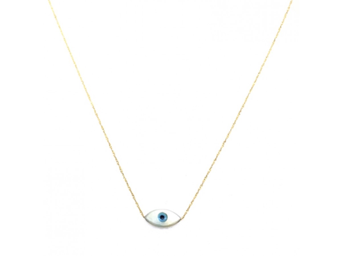 Colar Olho Grego Slim em Ouro 18k.