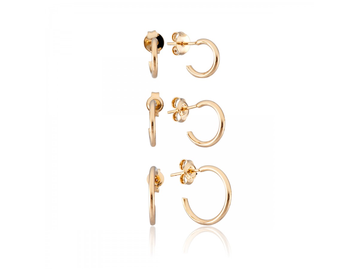 Brinco Argola Slim Kit 3 Tamanhos Banho de Ouro 18k.