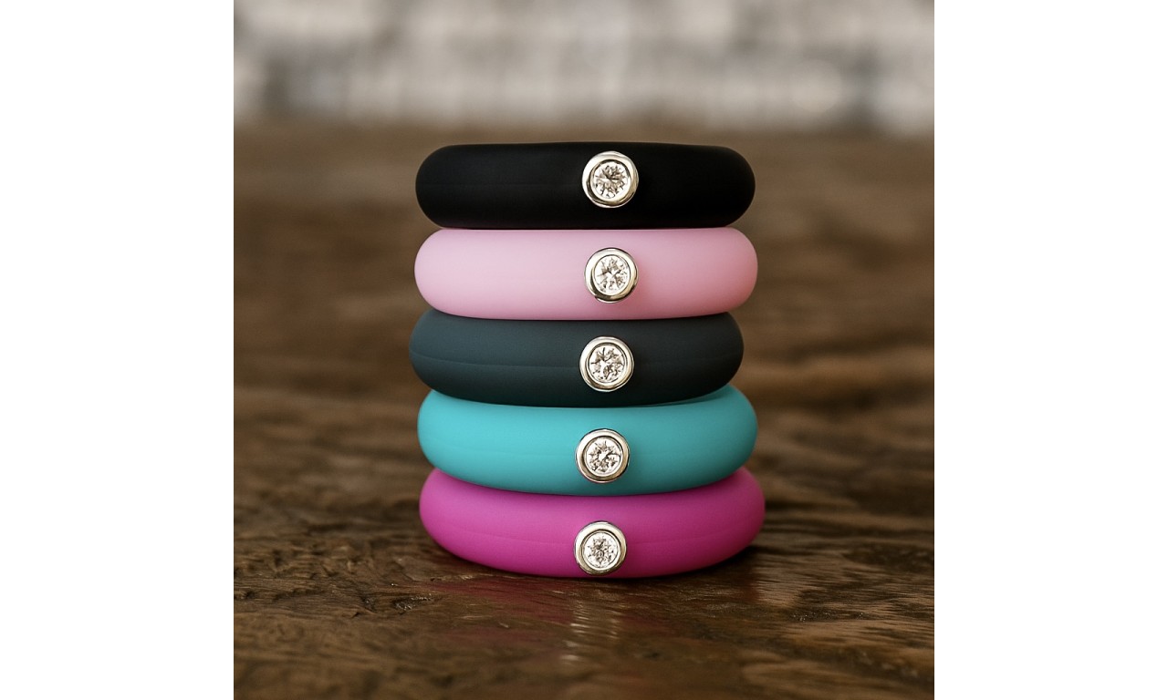 Anel Silicone Ponto de Luz Prata 925.