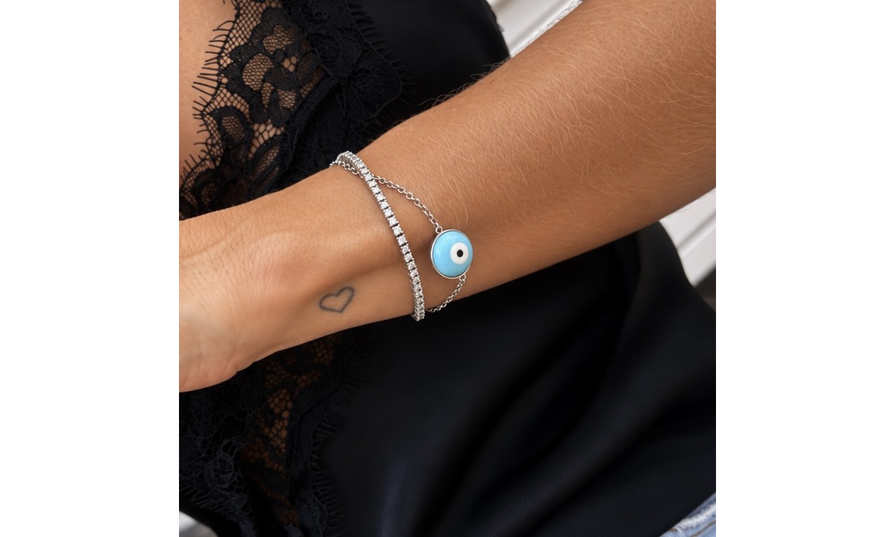 Pulseira Olho Grego Prata 925. Pulseira Olho Grego Prata 925.