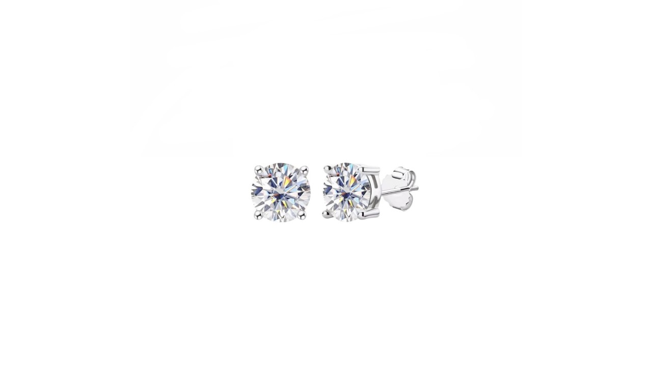 Brinco Solitário Moissanite Prata 925 Ródio Branco.