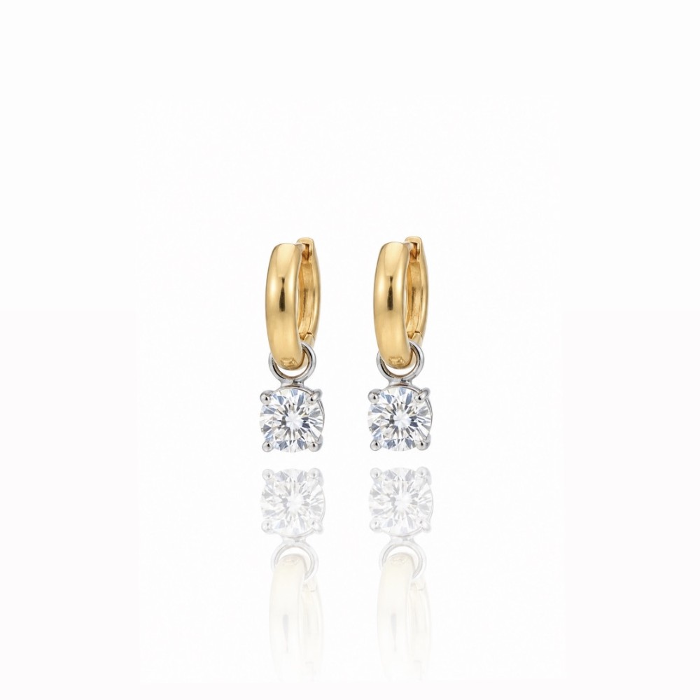 Brinco Argola Ponto de Luz Banho de Ouro 18k Brinco Argola Ponto de Luz Banho de Ouro 18k
