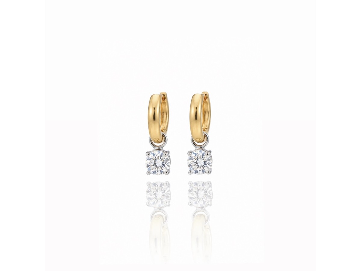 Brinco Argola Ponto de Luz Banho de Ouro 18k