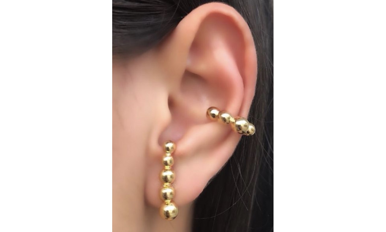 Piercing Fake Bolas Banho de Ouro 18k.