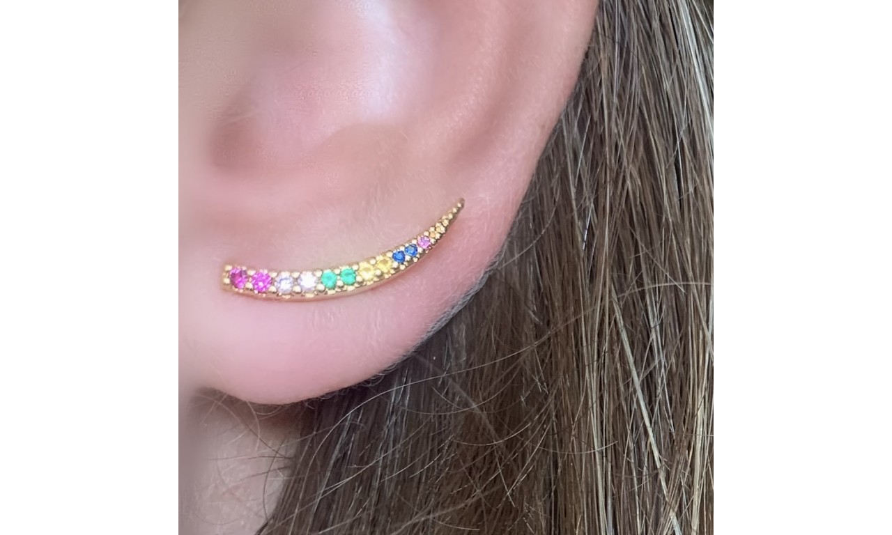 Brinco Ear Cuff Palito Colors Banho de Ouro 18k.