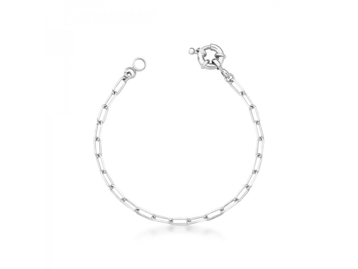 Pulseira Sob Medida Corrente Fecho Boia Ródio Branco.