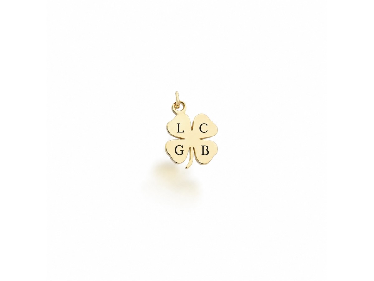 Pingente Trevo Personalizado Banho de Ouro 18k ou Ródio Branco.