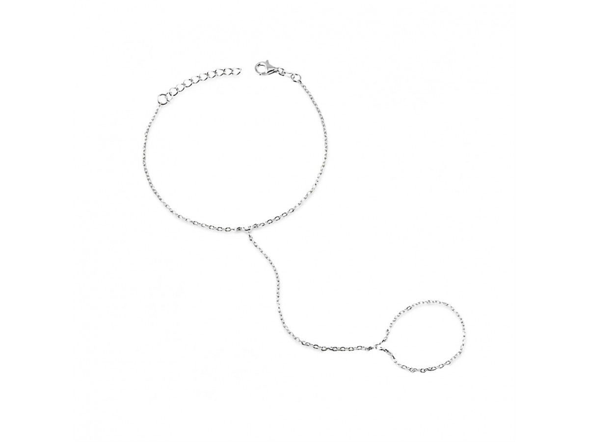 Pulseira de Mão Básica Ródio Branco.