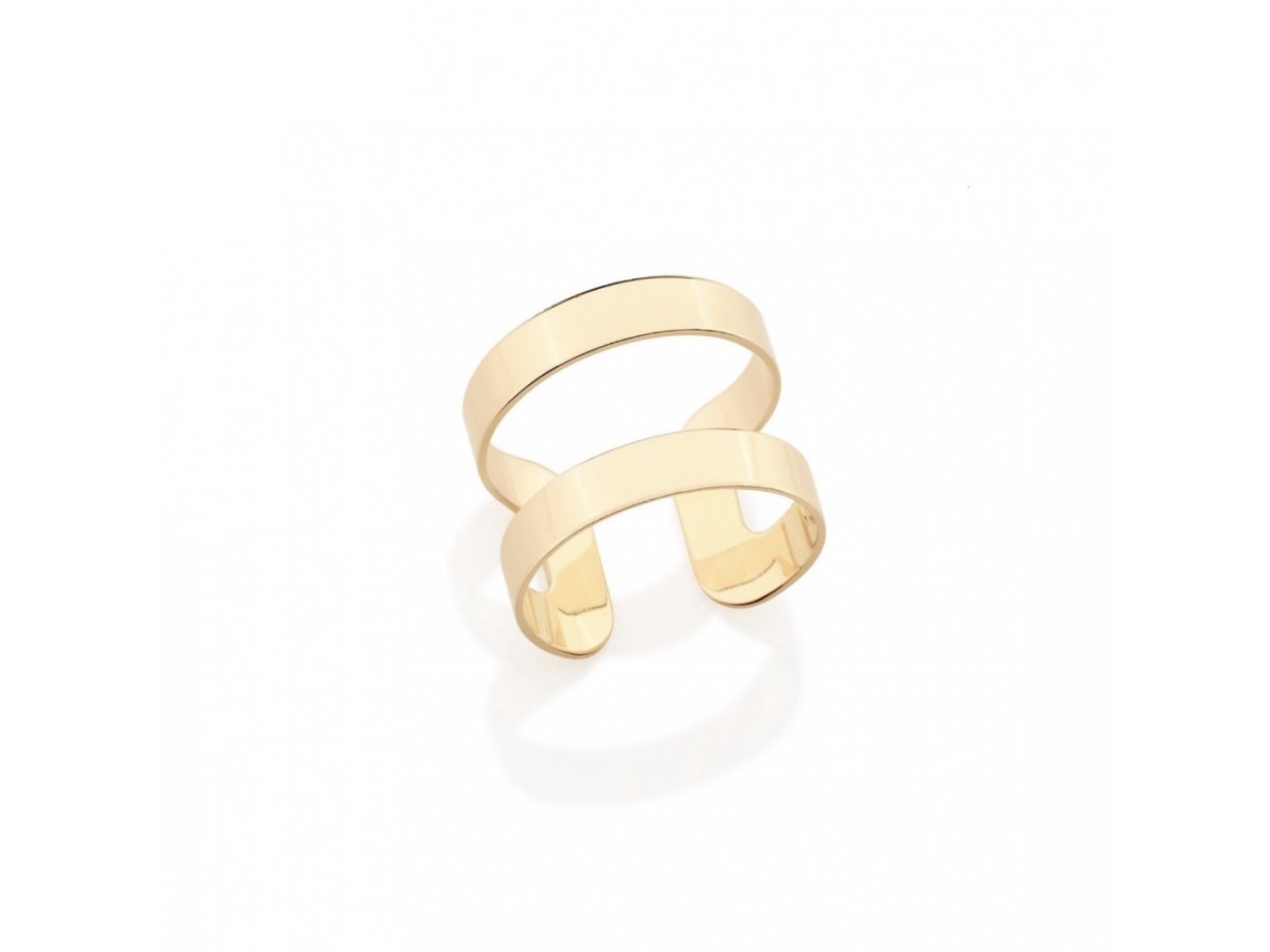 Anel Duplo Aro Ajustável Banho de Ouro 18k.