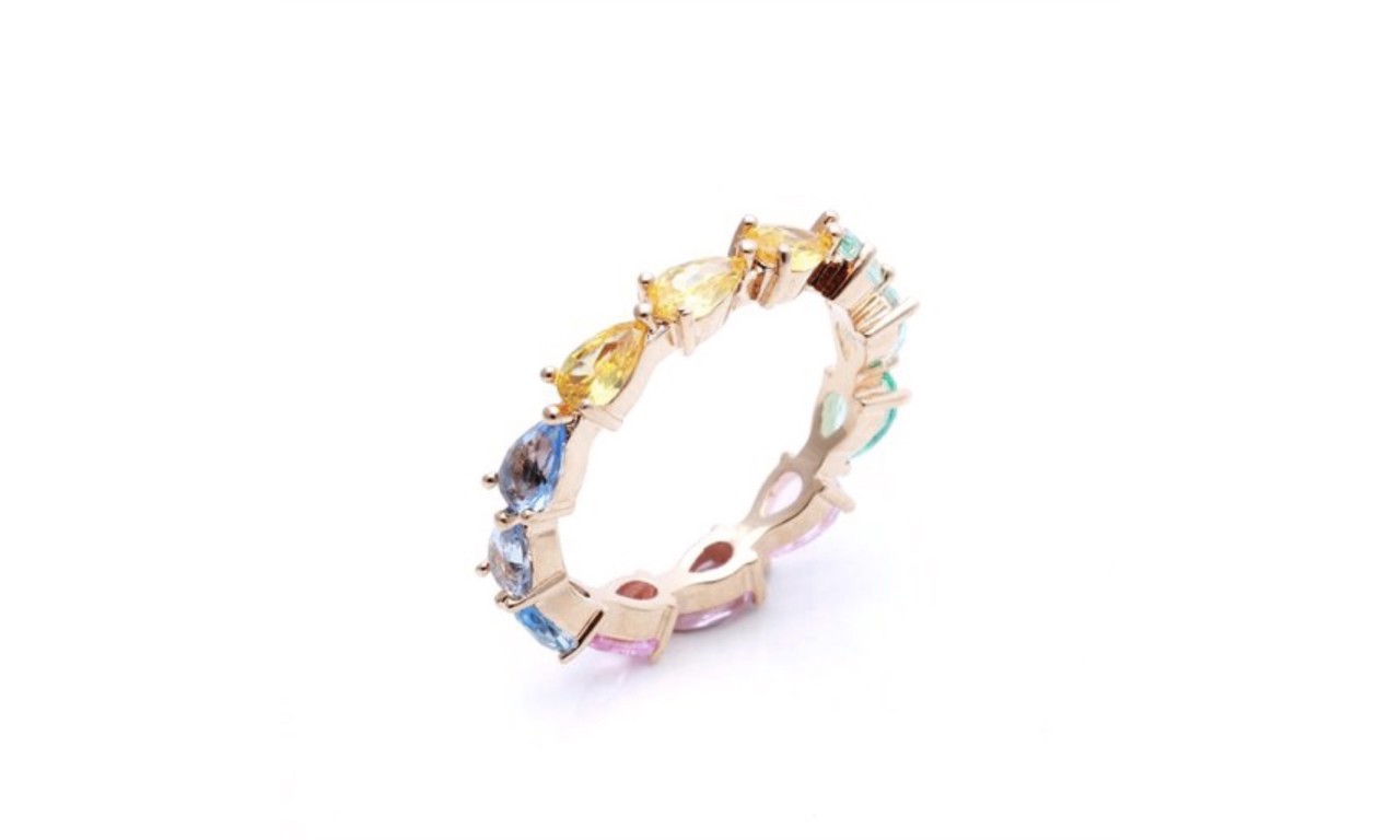 Anel Gotas Candy Colors Banho de Ouro18k.