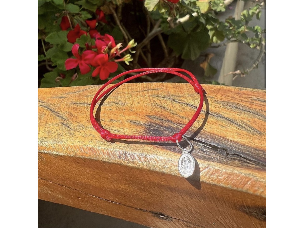 Pulseira Fio de Seda Medalha Prata 925.