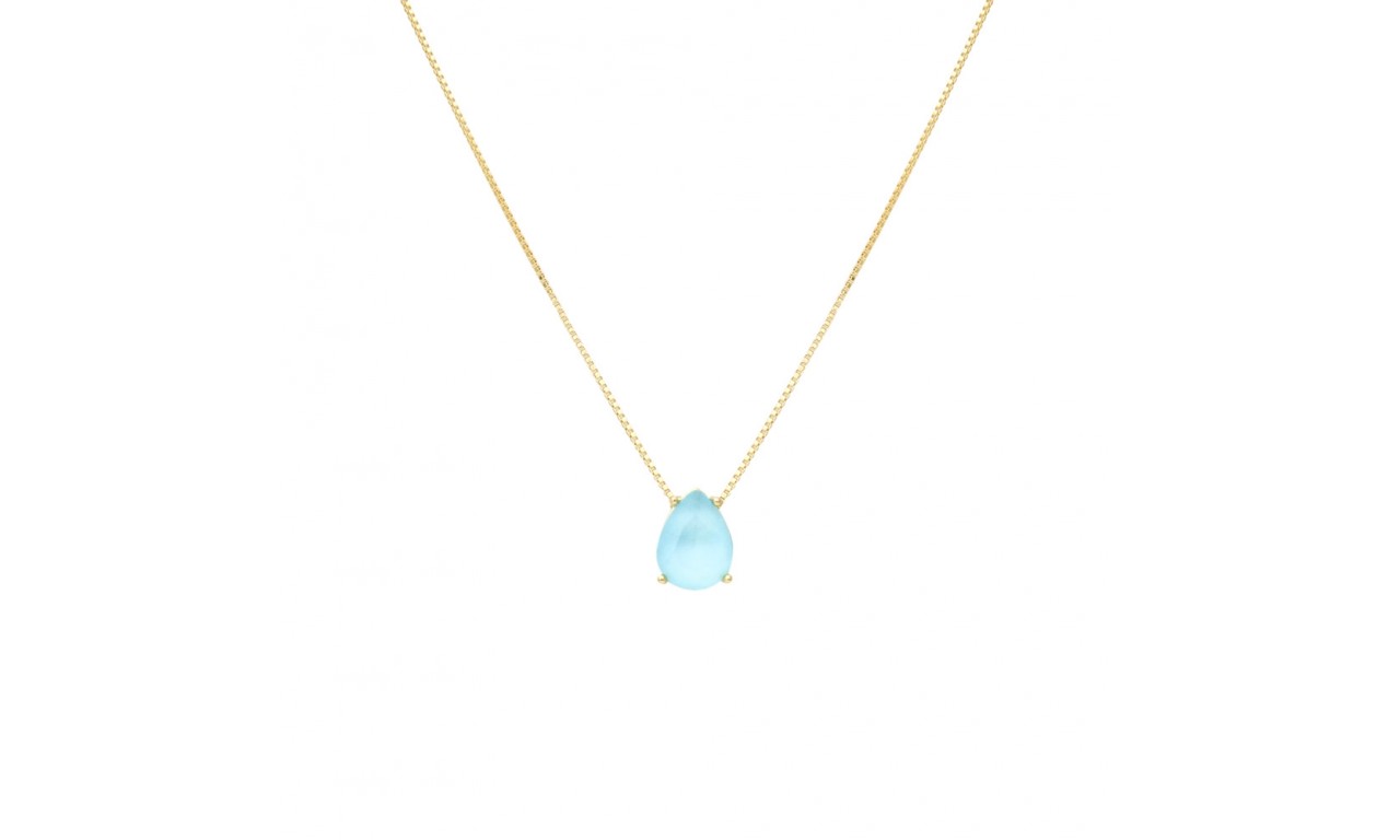 Colar Gota Aqua Candy Banho de Ouro 18k.