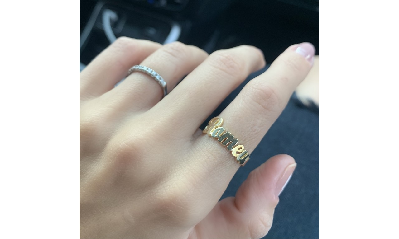 Anel Personalizado Nome Banho de Ouro 18k.