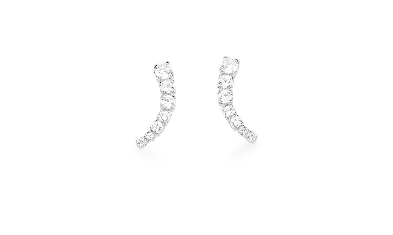 Brinco Mini Ear Cuff Cristal Ródio Branco.