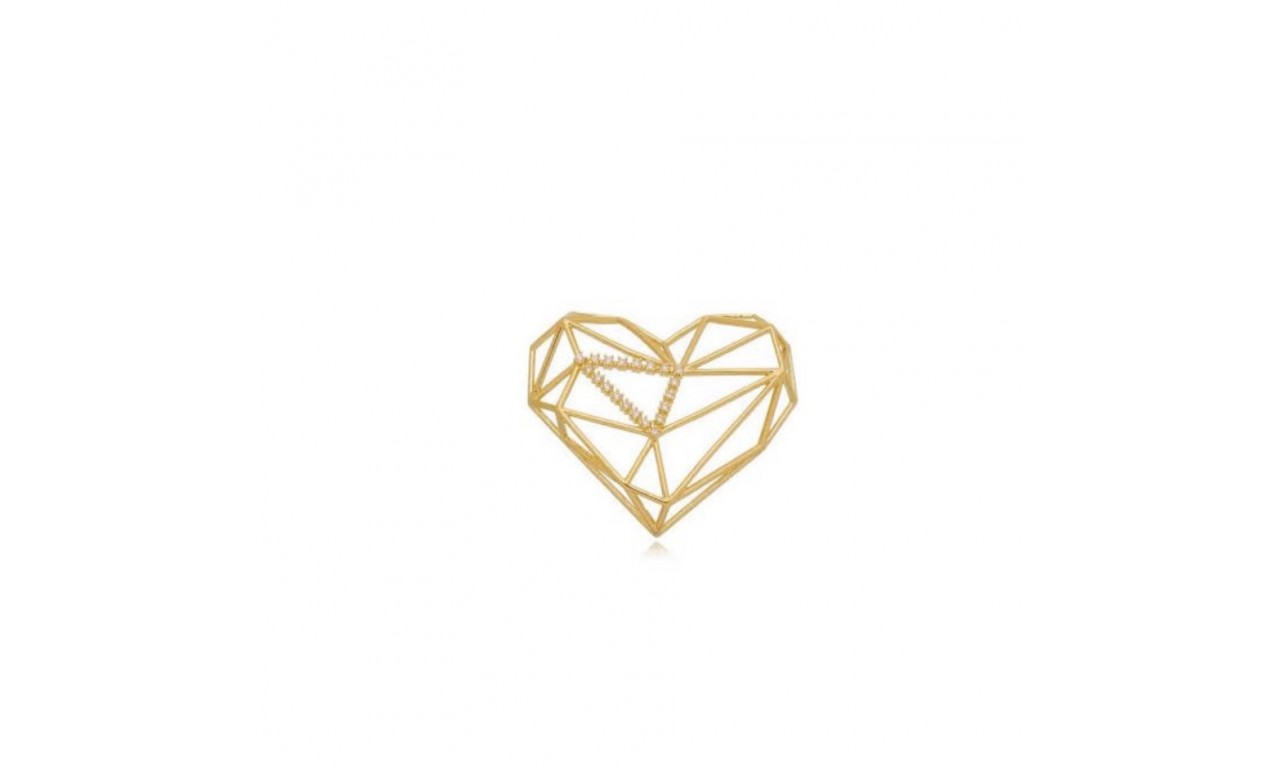 Colar Coração Diamante Banho de Ouro 18kk
