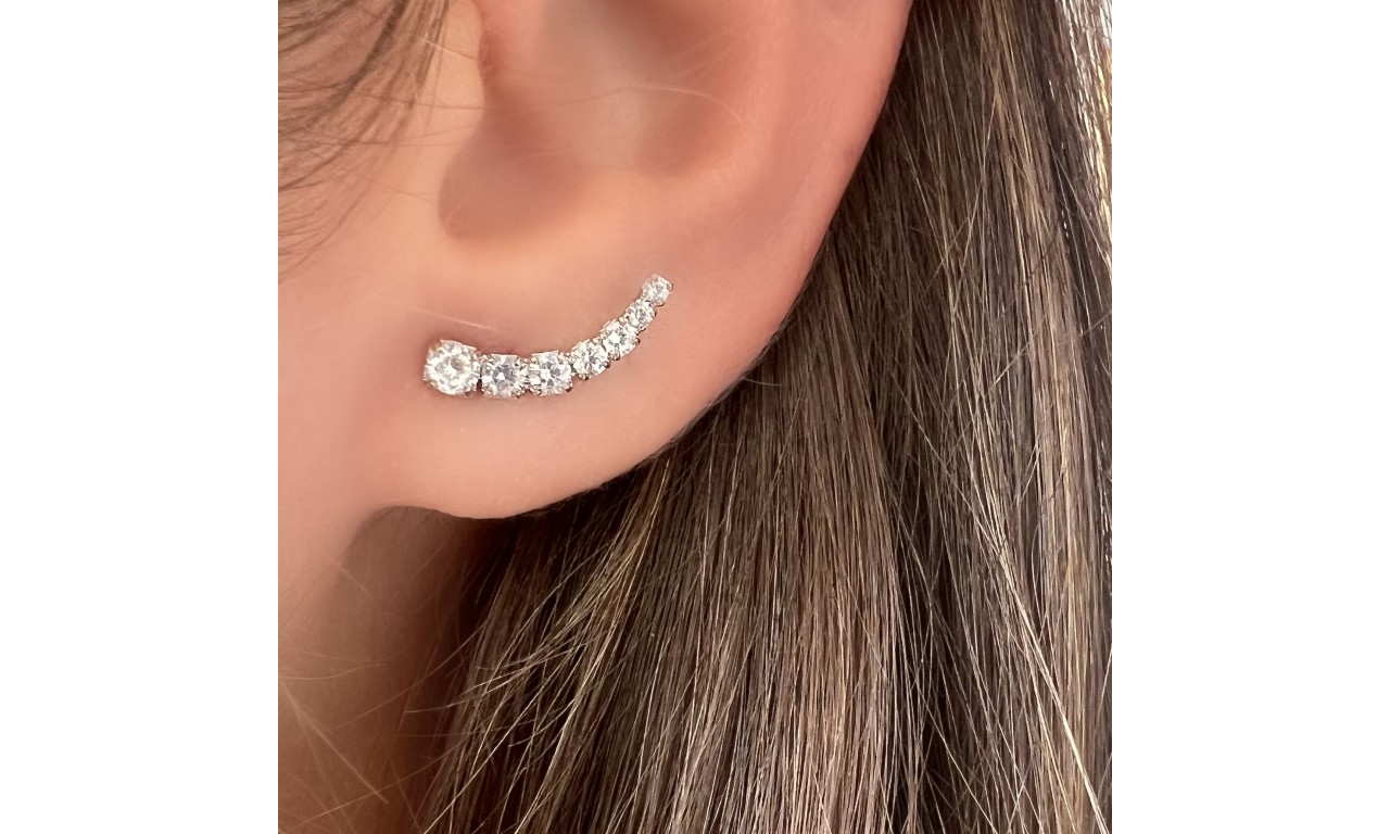 Brinco Mini Ear Cuff Cristal Ródio Branco.