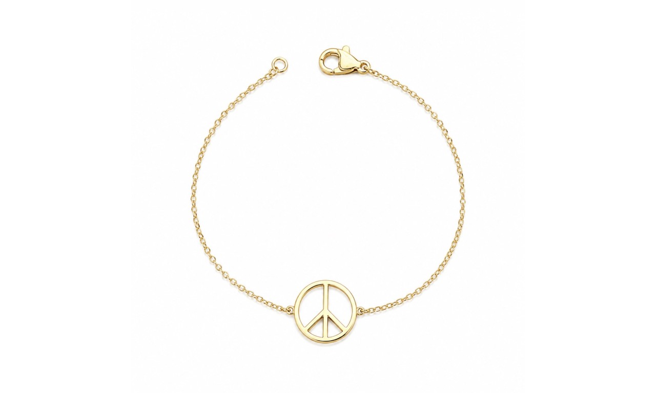 Pulseira Simbolo da Paz Banho de Ouro18k.