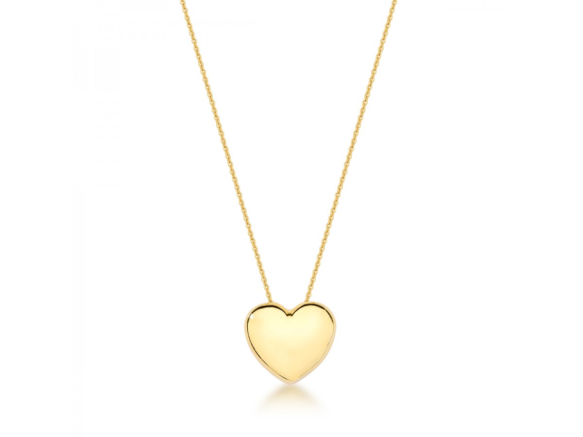 Colar Coração Anatômico P Banho de Ouro 18k.