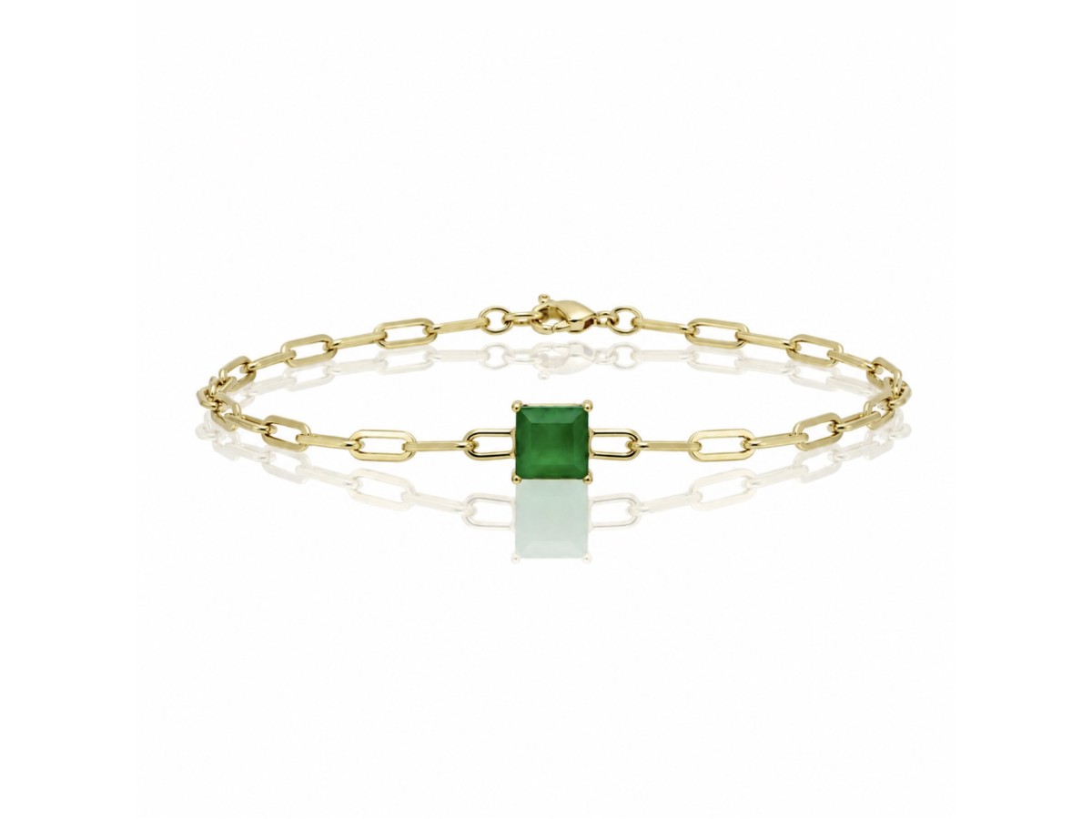 Pulseira Esmeralda Banho de Ouro18k.